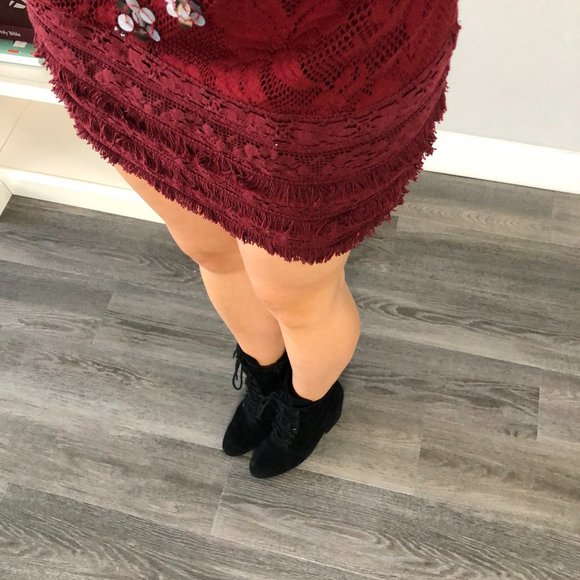 Free People Red Boho Sequin Ruffle Dress - Picture 16 of 16